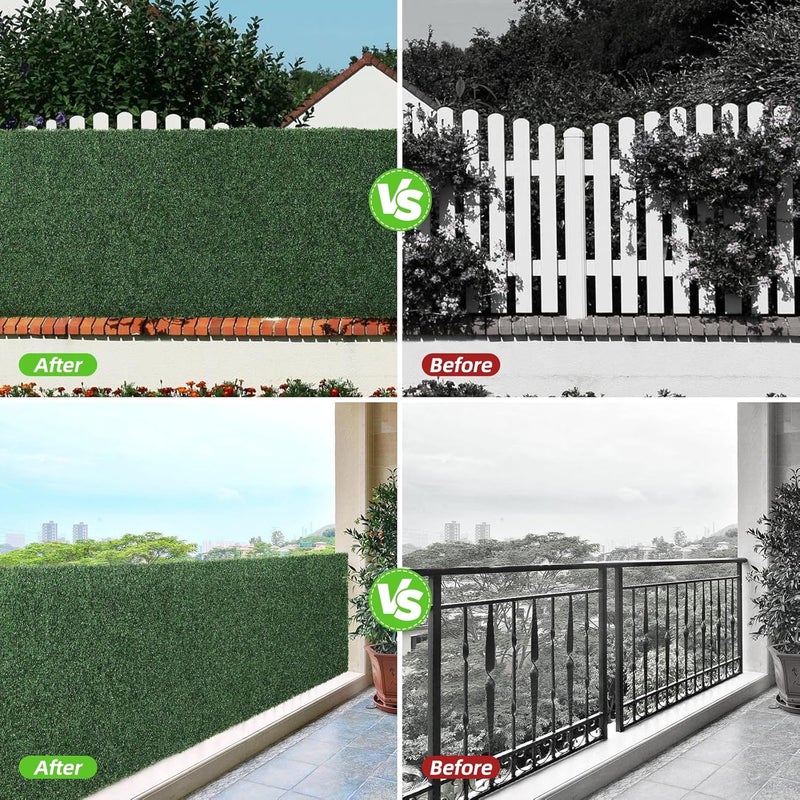 Luyue 6PCS 20”×20” Boxwood Panels, Artificial Grass Wall Panels Fake Greenery Backdrop Wall Grass Backdrop Artificial Plant Walls for Outdoor Indoor Garden Fence Backyard - Image 5